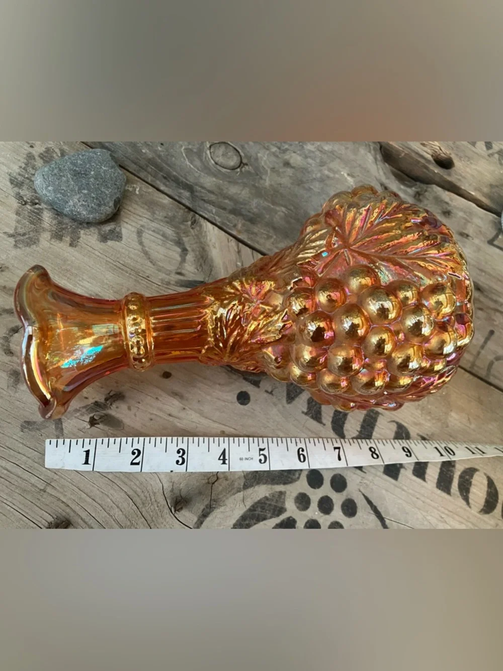 Vintage Imperial Grape Carnival Glass Vase Decanter Marigold